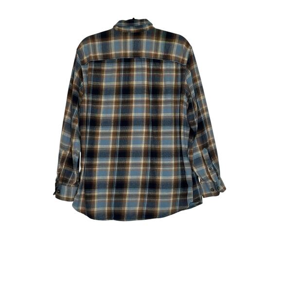 Outdoor Life Blue Brown Flannel Button Casual Shirt size Large - Picture 6 of 9